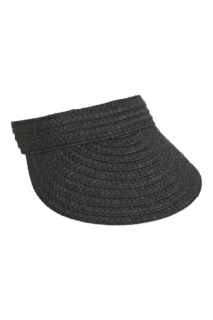 Black woven visor on a white background