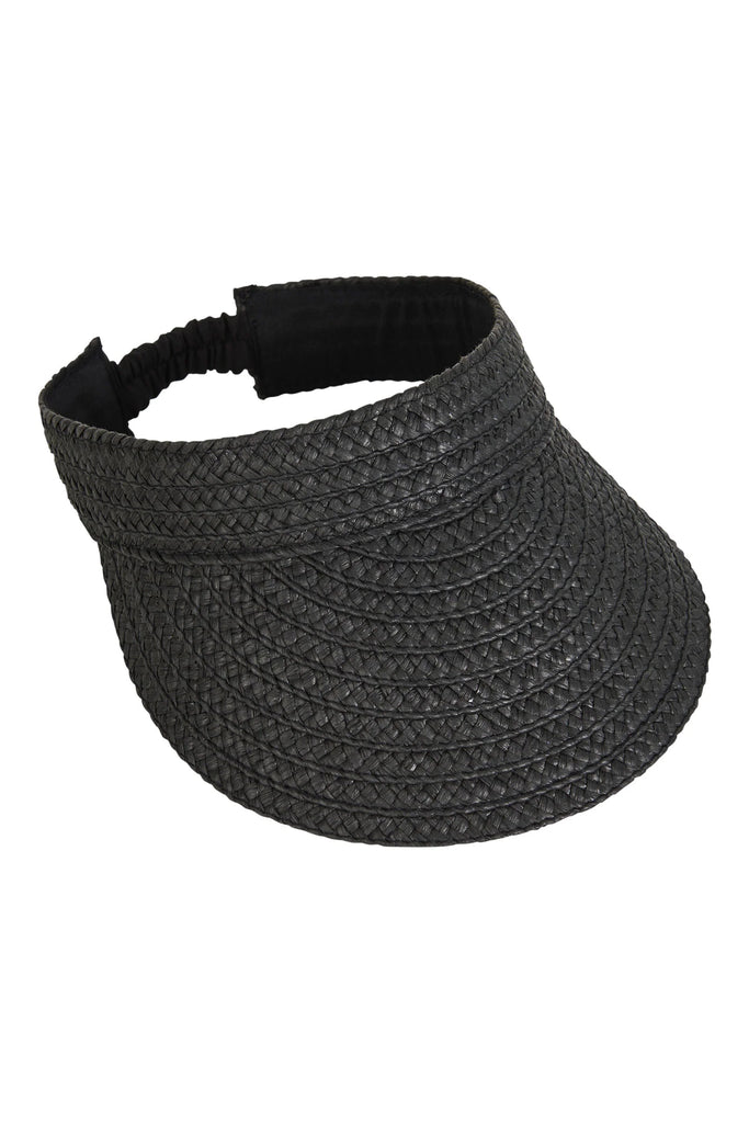Black woven visor on a white background