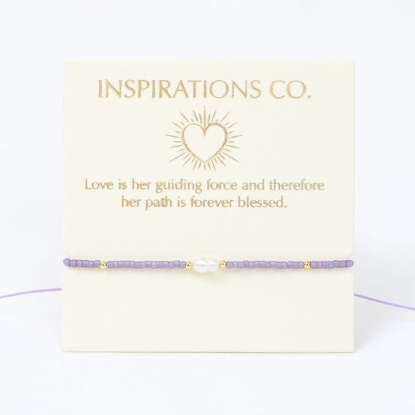 Bracelet on a card with 'Inspirations Co.' branding and a quote.