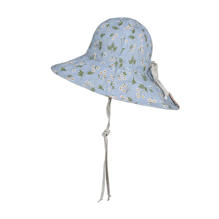 Floral patterned sun hat on a white background